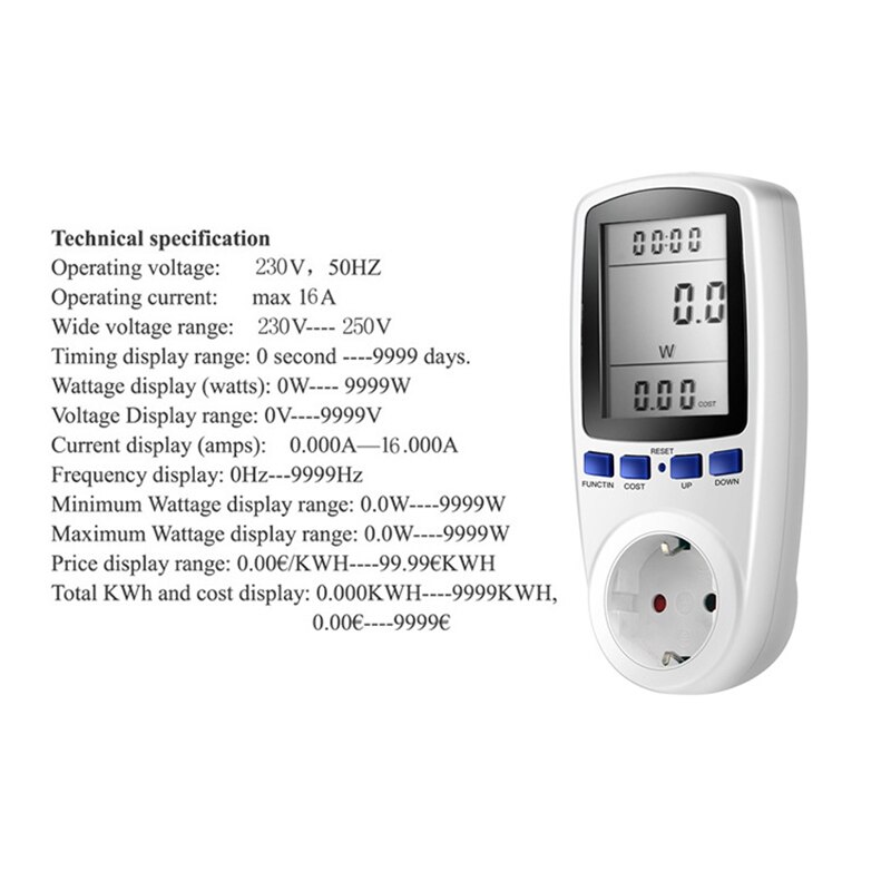 Multifunctional Digital LCD Power Meter Power Meter Socket Power Meter Power Analyzer Household Measurement Power Monitoring