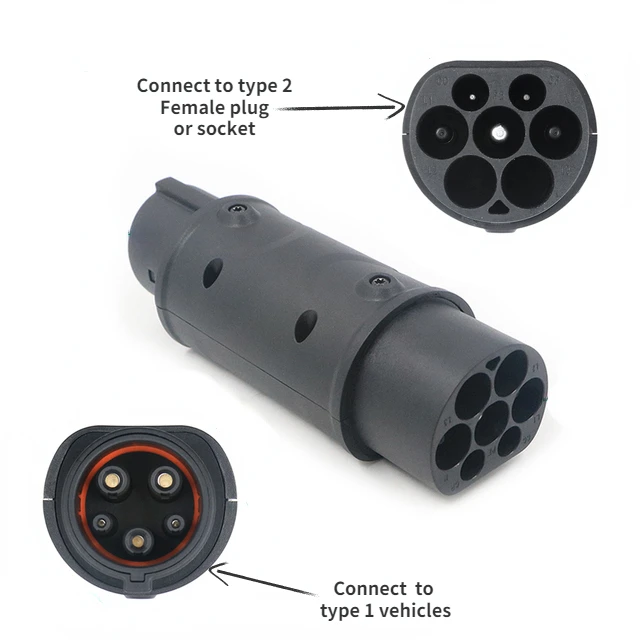 SUSUTOO EVSE Adapter 16A 32A Elektrische Fahrzeug Auto EV Ladegerät Stecker SAE J1772 Buchse Typ 1 Zu Typ 2 EV Adapter Buchse: Champagner