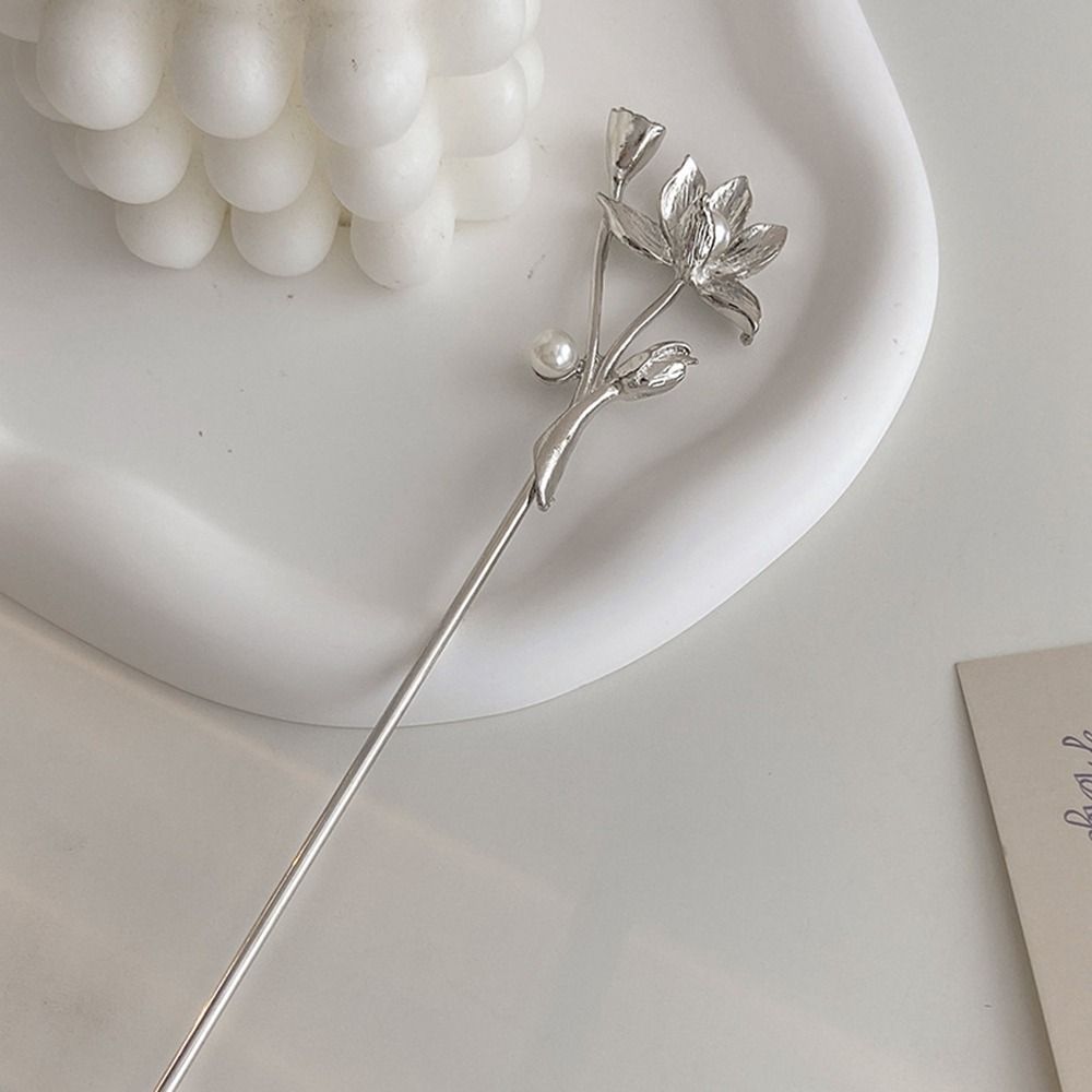 Herramienta de de peinado de loto y flor de perla antigua, horquilla de Metal, palillos para el cabello Hanfu, horquilla de estilo antiguo, tocado de estilo chino