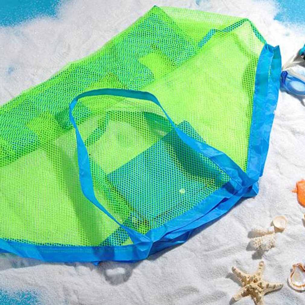 Grande malha saco de praia dobrável leve saco de brinquedo ao ar livre brinquedo de praia saco de armazenamento rápido ferramenta de dragagem detritos saco de malha de armazenamento