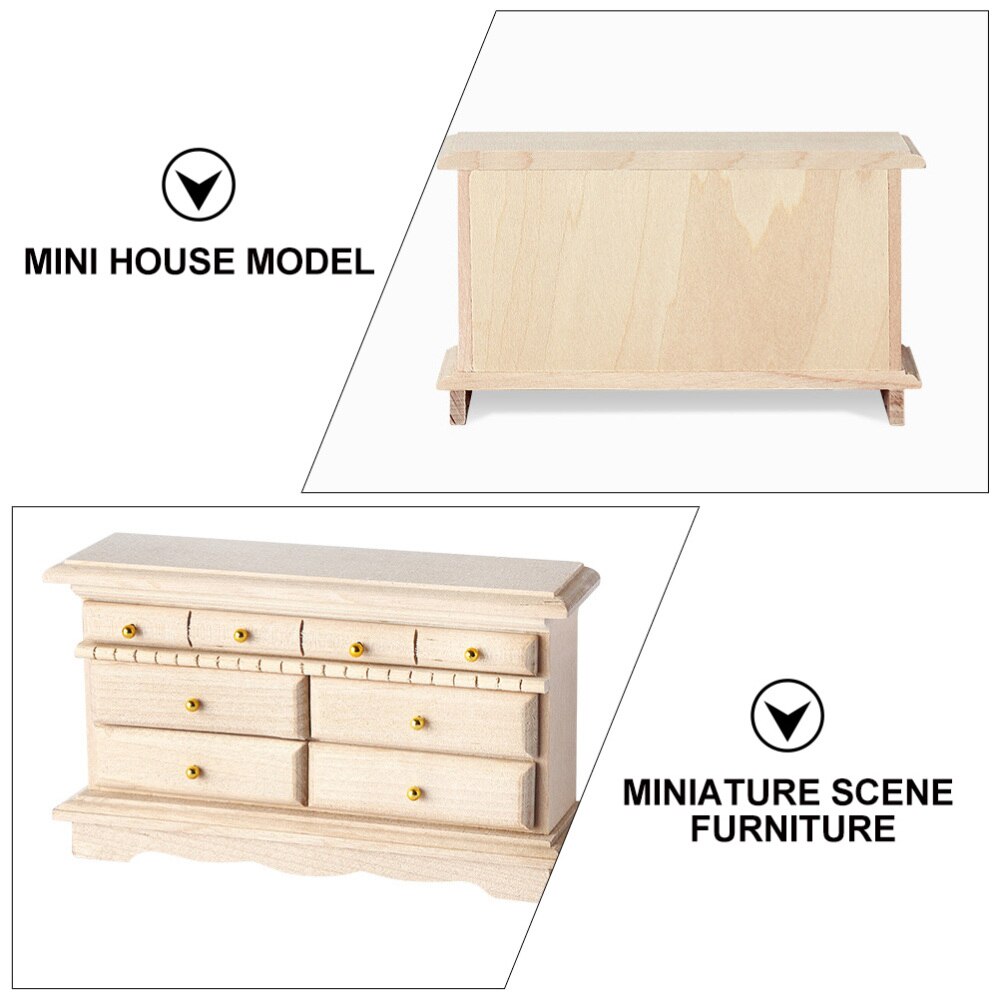 1pc Mini Holz Anrichte Modell Lebensechte Holz Anrichte Schrank Modell Mini Schrank Modell für Mini Haus Dekor
