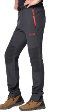 Herr vinter vandringsbyxor herr varma fleece softshell byxor utomhussport tjock vandring skidåkning vattentäta byxor: 2 / L