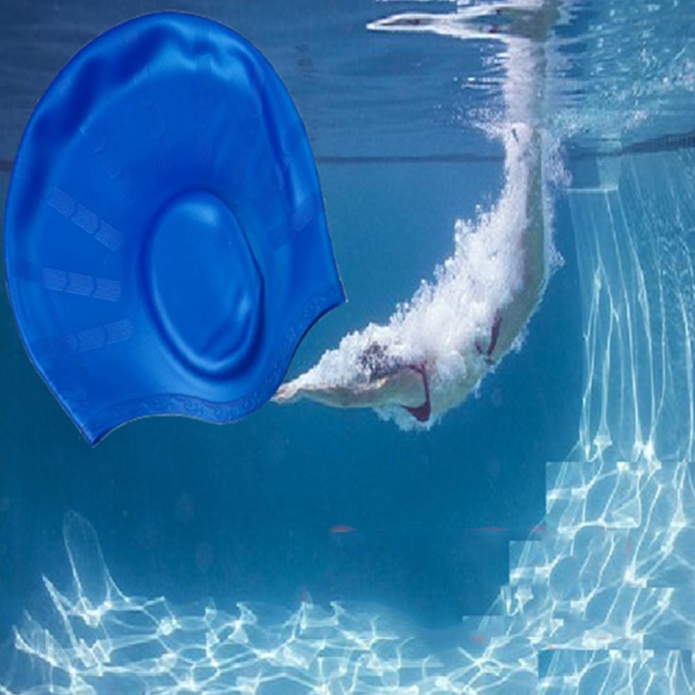 Volwassenen Zwemmen Caps Mannen Vrouwen Lang Haar Waterdichte Zwemmen Zwembad Cap Oor Beschermen Grote Badmuts Siliconen Duiken Hoed
