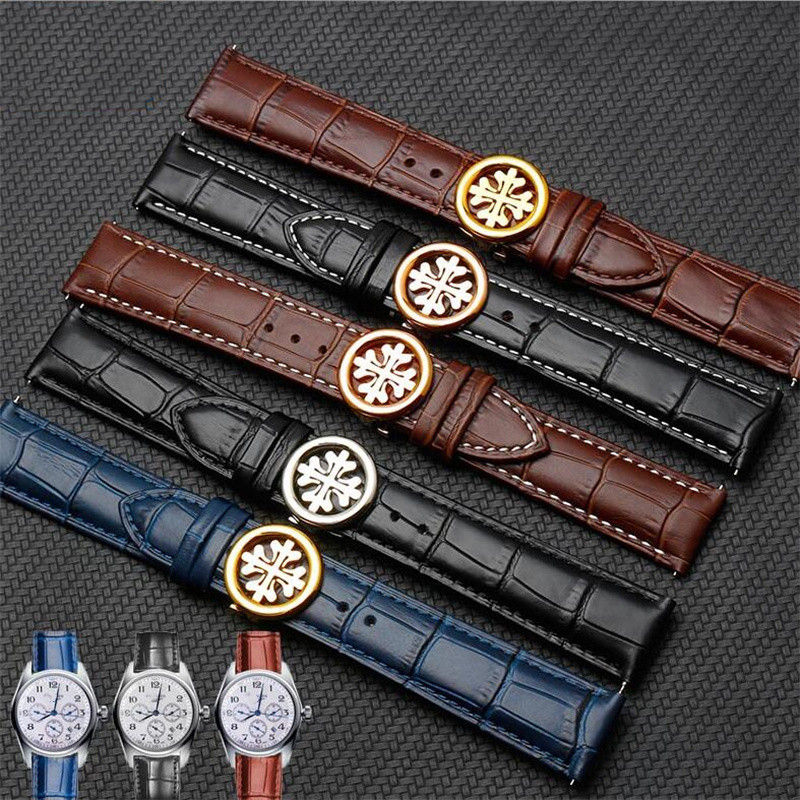 Duurzame lederen horlogeband 20 21 22 mm bruin zwart blauw vouwsluiting kalfsleren band geschikt voor Patek Phili 5146 5270 horloge