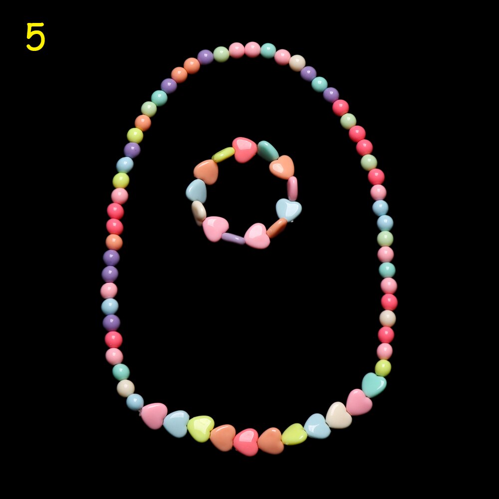 1 Set Prinses Meisje Ketting + Armband Kralen Speelgoed Vlinders Bloemen Baby Handgemaakte Ketting Kinderen Verjaardag Accessoires: 05