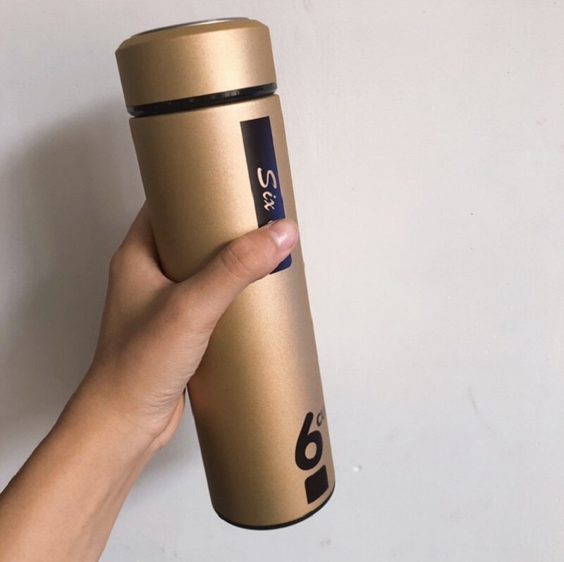 304 Stainless Steel Water Bottle 500ml Water drinking Bottle Vacuum Insulated Wide Mouth Travel Portable Thermal drink Bottle: Gold