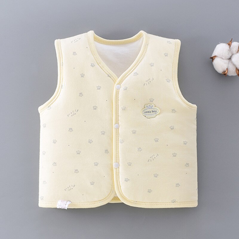 3 6 9 12 18 meses bebé chalecos de invierno sin mangas chaquetas cálidas sin mangas para niñas ropa de bebé chaleco infantil: Amarillo / 6 to 12 Months