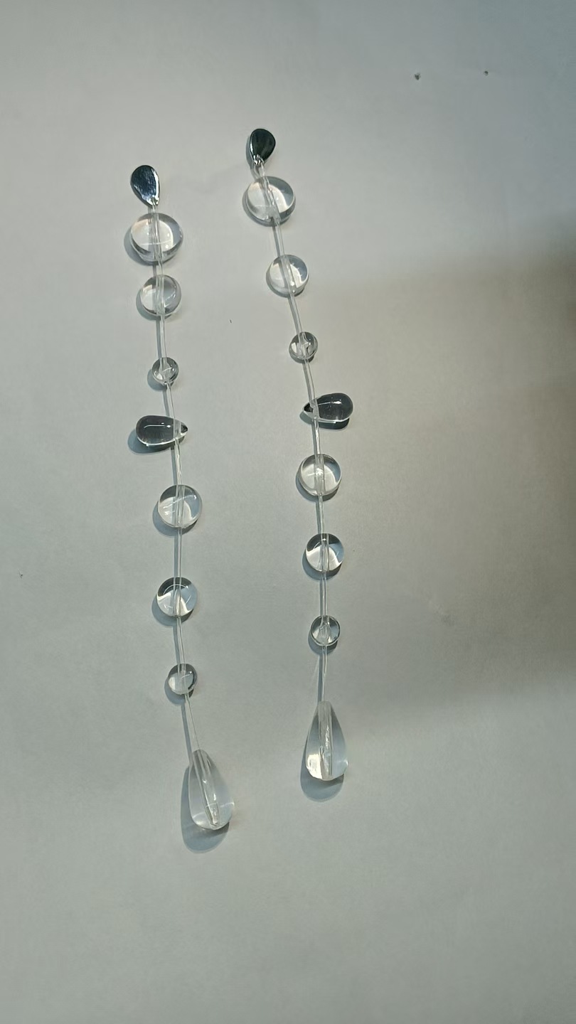 Handmade Dew Rain Earrings Bracelet Necklace Jwelry Set for Women Teen Girls Mom Crystal Wedding Party Jewelry for Her: Rhodium Plated