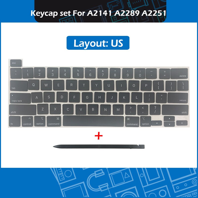 Jaar Laptop A2141 A2289 A2251 Key Cap Set Azerty Voor Macbook Pro Retina 13 "16" Keycaps toetsen Toetsenbord Reparatie: US Layout