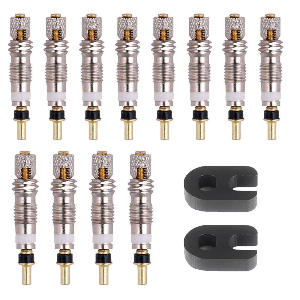 2/6/12PCS Presta Valve Brass Core W/ Optional Tool CNC-machined FV MTB Road Bike Tubes Repair Tire Service Parts: Presta Core 12PC 2V