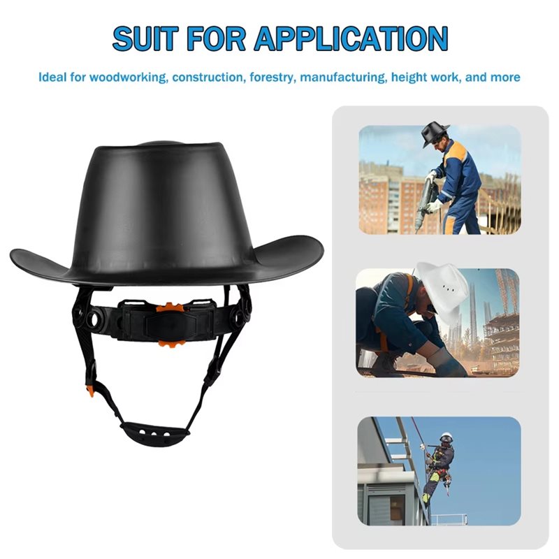 【RECOMENDAR】HDPE Capacete de segurança de cowboy de aba completa com orifício de ventilação para construção ao ar livre Boné de
