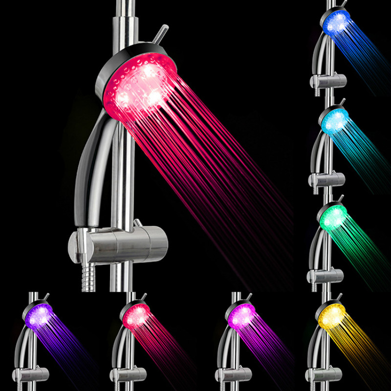 Colorful LED Beautiful shower Head 7-Color Changing Shower Head No Battery LED Waterfall Shower Head Round Bathroom Showerhead
