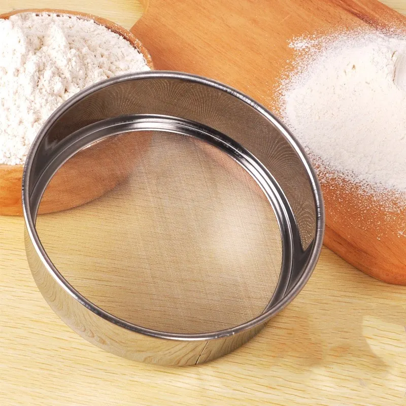 Feinmaschiges Mehlsieb für die Küche, professionelles rundes Mehlsieb aus Edelstahl, Sieb, ideal zum Backen von Tee in der Küche