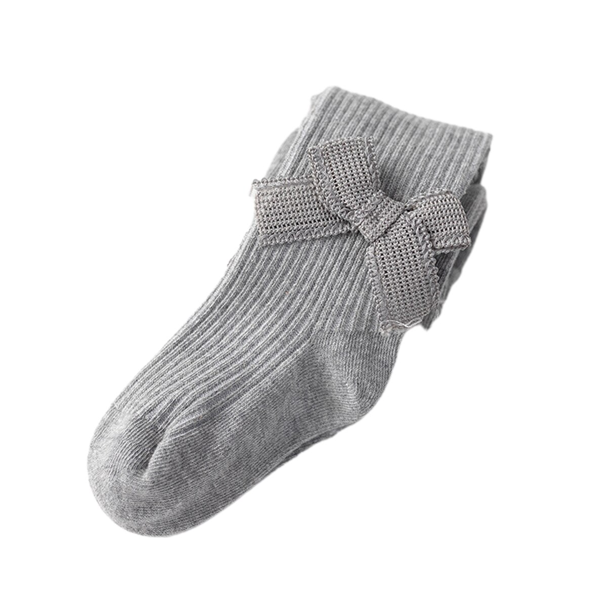 0-4 ans enfants printemps automne hiver collants nœud coton bébé filles collants enfants infantile tricoté Collant: Gris / 1 to 2 Yrs