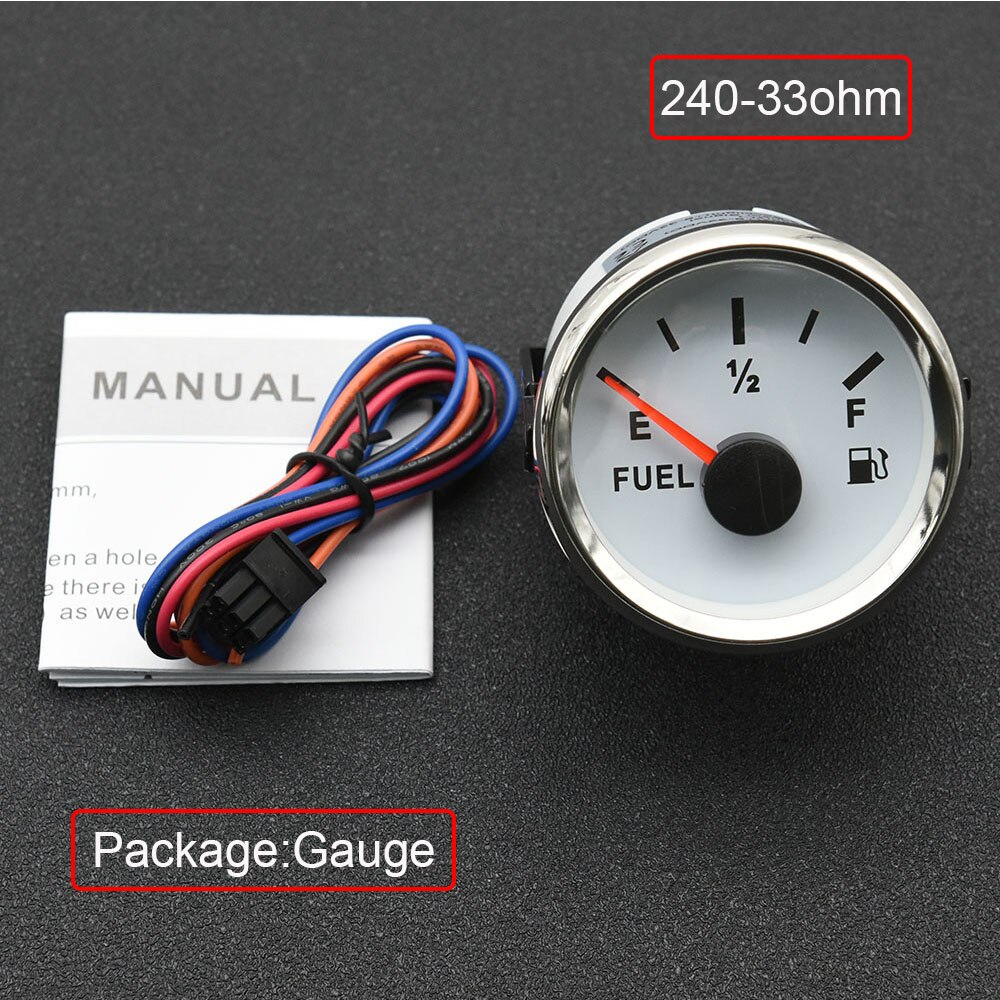 52MM Fuel Level Gauge Red Backlight with Oil Tank Level Indicator Meter Fuel Level Sensor 240-33ohm 100MM 150MM 200MM 250MM: Only Gauge