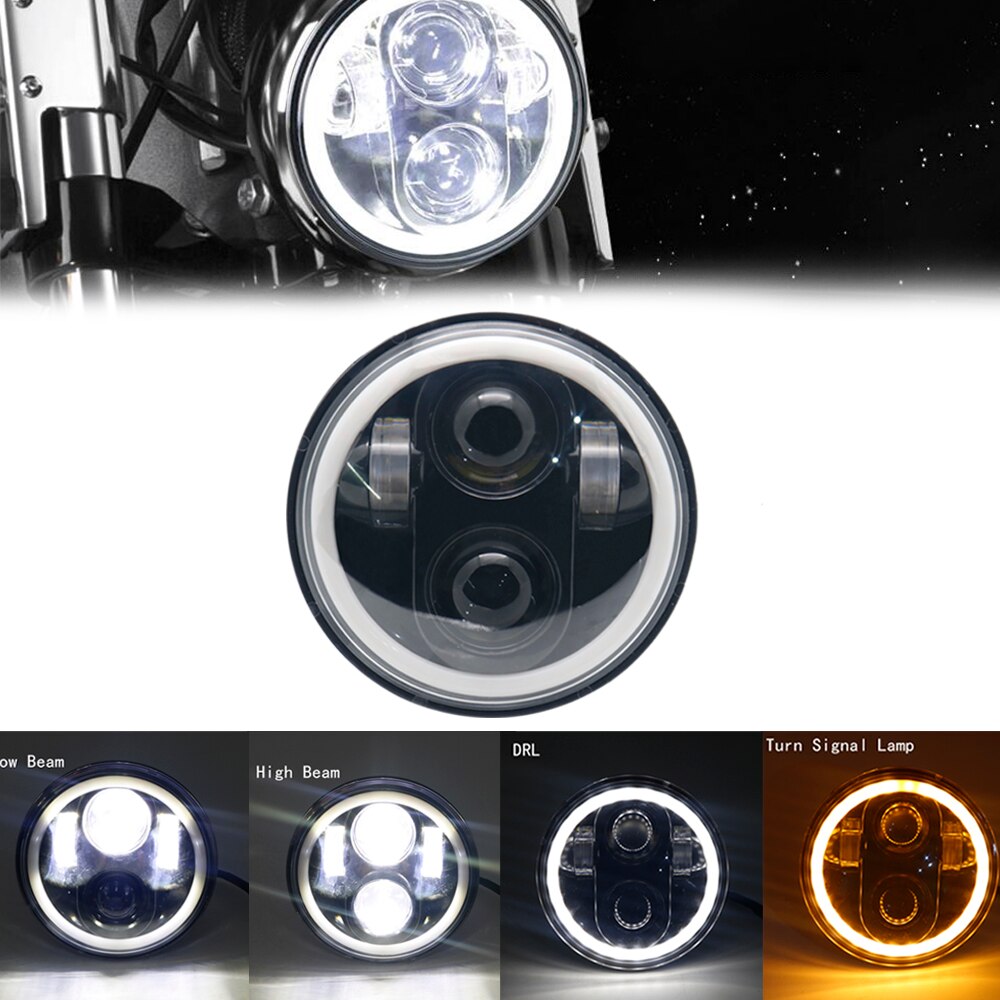 Proyector Led de 5,75 pulgadas para motocicleta, faro delantero H4 de 5,75 pulgadas con ojo de Ángel para Harley Bike, Sportsters XL, XG, XR, VRSCD, Dyna