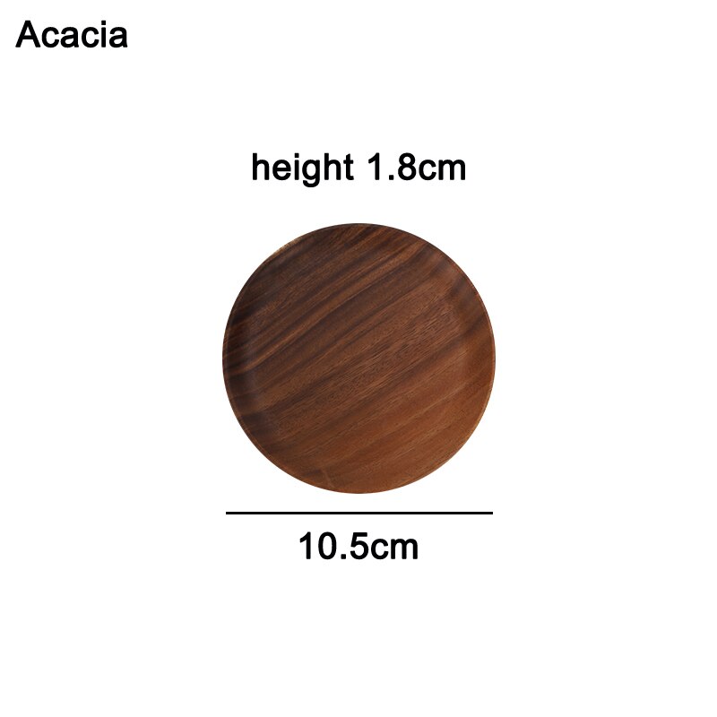 Acacia and Walnut Dinner Plates, Round Solid Wood Plates, Stackable Dinner Plates, Natural tableware dining for Dishes Snack: Acacia round-10.5cm