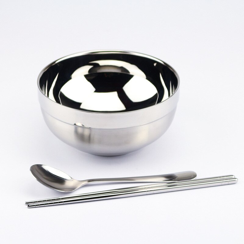 Baby Bowl Feeding Dishes Spoon Baby Children's Dishes Plates 304 Stainless Steel Round Bowl Food Rice Soup Double Insulation