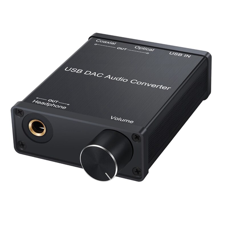 Adaptador convertidor de Audio USB DAC con amplificador de auriculares USB a Coaxial S/PDIF Digital a analógico, tarjeta de sonido de Audio de 6,35mm: Default Title