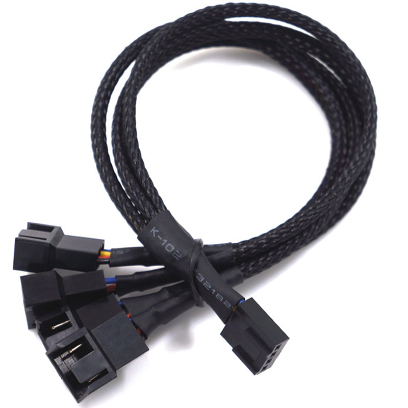4 -polig pwm-fläktkabel 1 to 4/3/2/1- vägs splitter svart sleeved 27cm förlängningskabelkontakt pwm-förlängningskablar: Orange