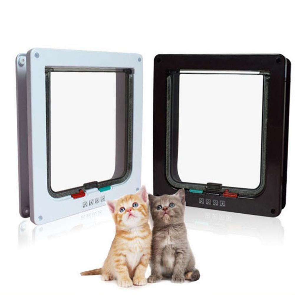 White Pet Door Smart Brown Pet Locking Cover Useful Pet Cats Door Flap