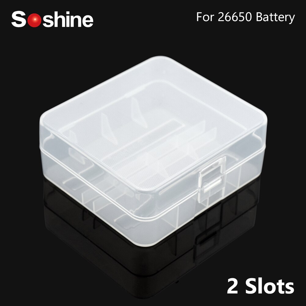 Elistooop Plastic Geval Houder Storage Box Cover Voor CR123 18350 9V 6F22 26650 Batterij Box Container Bag Case Organizer box Case: 2 Pcs 26650 battery