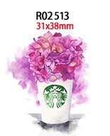 Popular Coffee Brand 30pcs/lot Acrylic Resins Cartoon Pattern Planar Resin Printed for DIY Decoration: R02513