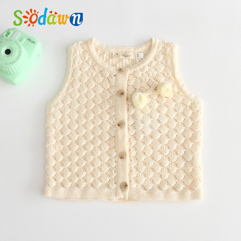 Sodawn Toddler Vest Baby Boy Girl Knitted Sweater Vest Kids Vest Solid Color Cardigan Knitted Children Clothes