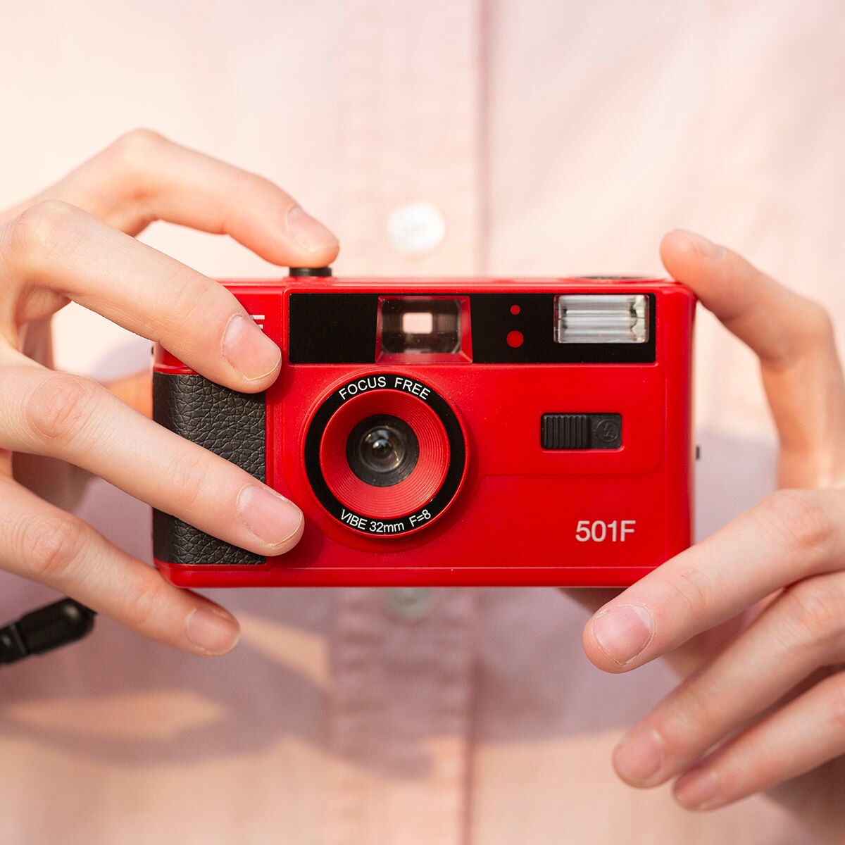 Vibe Vintage Retro 501F 35mm riutilizzabile pellicola Non usa e getta nero/rosso/Champagne argento/rosa: Red