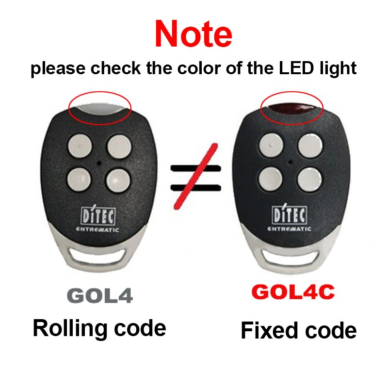 Ditec Garage Afstandsbediening Ditec BIXLS2 BIXLP2 GOL4 BIXLG4 Rolling Code Garage Remote 433Mhz & Ditec GOL4C Vaste Code opener