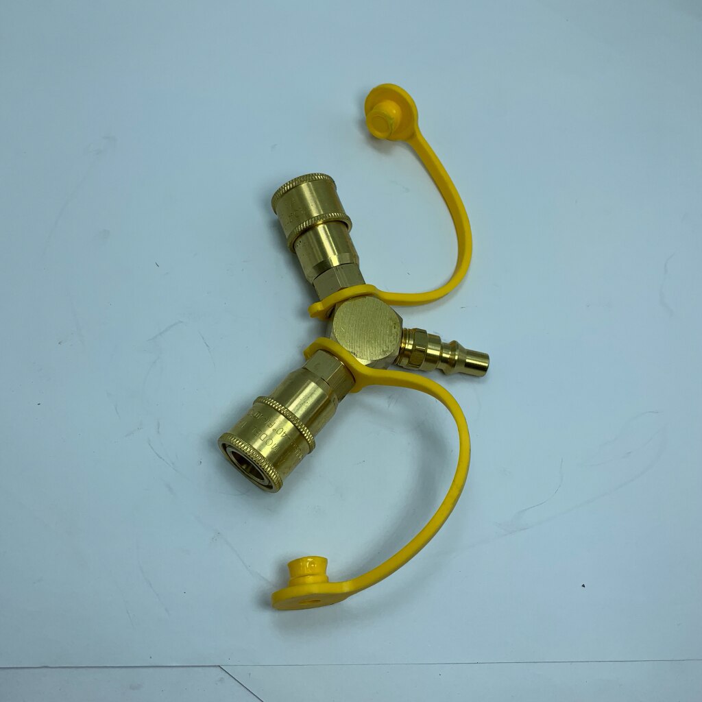 Solid Brass 1/4 inch Propane Y Splitter Quick Connect Adapter Fitting Connector