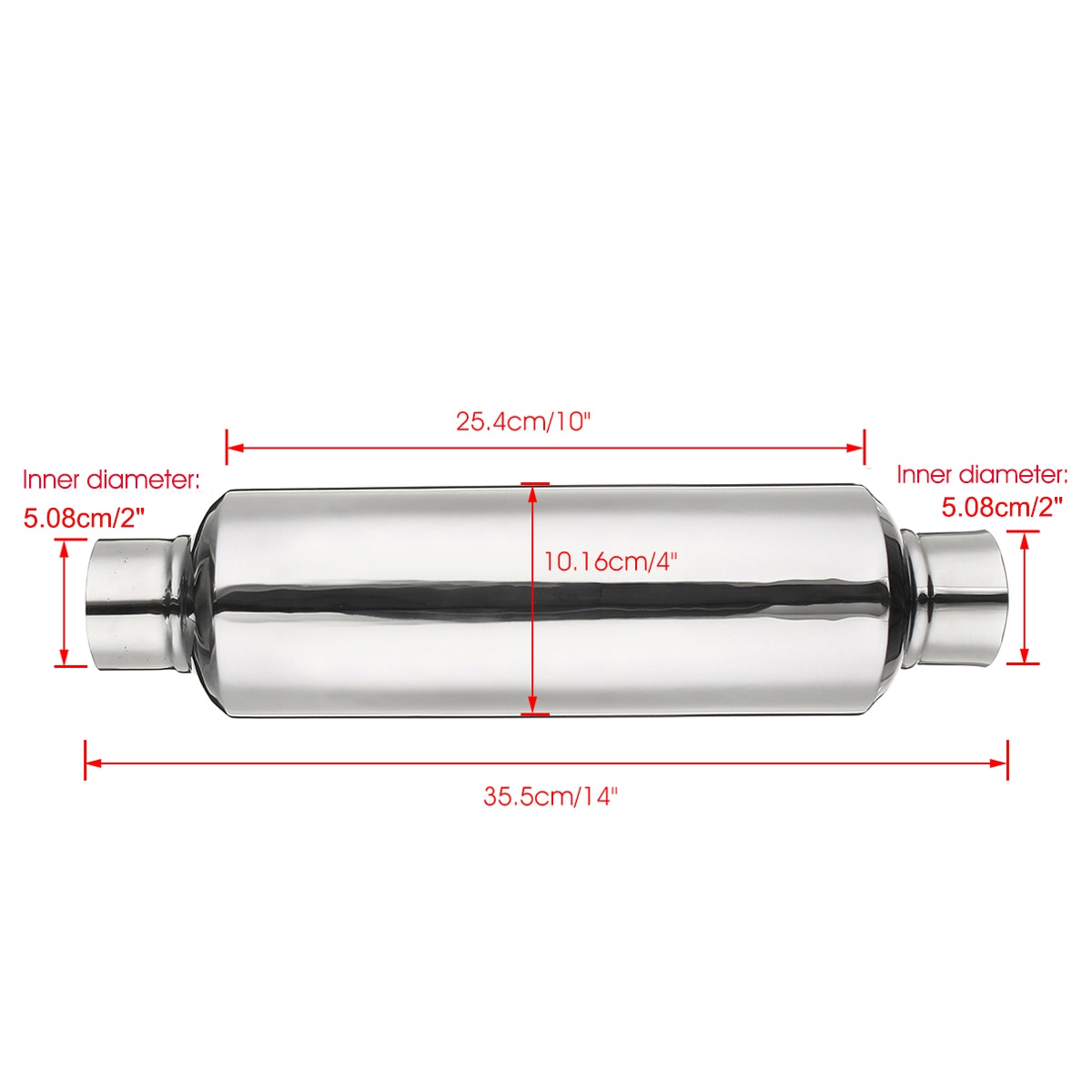 Universal bil avgasrör ljuddämpare resonator 51mm inlopp/utlopp avgasspets rör rostfritt stål