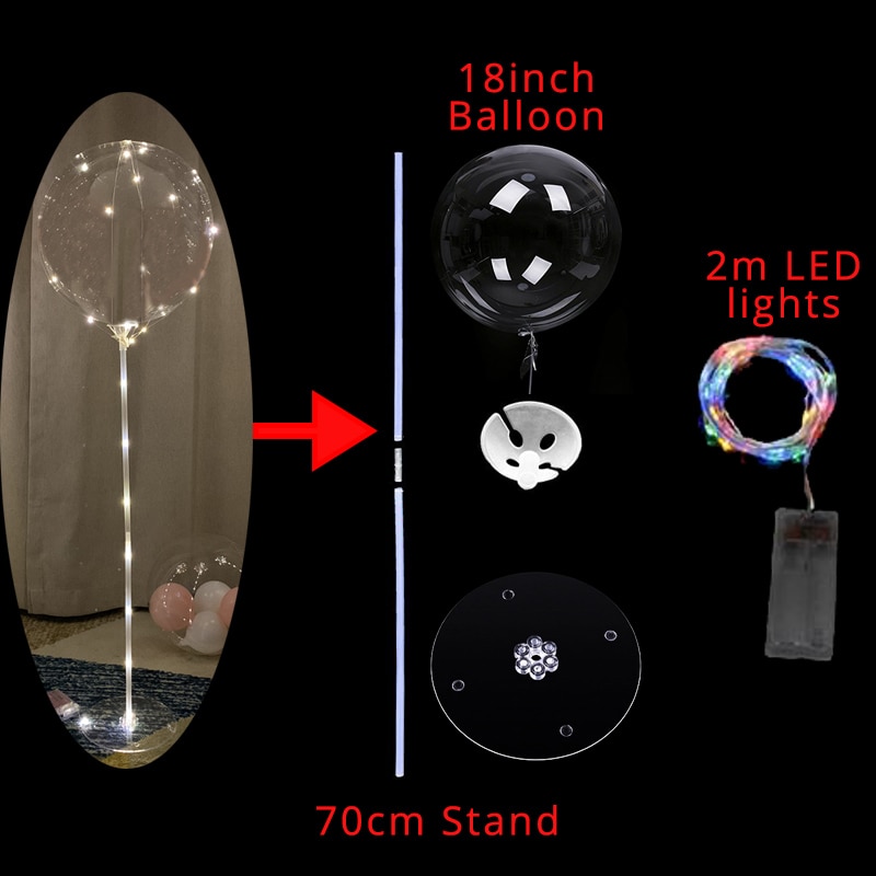 1 set ballonger kolonnstativ bågstativ hemfest led konfettiballonger med basklämmor bröllopsdekoration ballonghållare pinne: 2m led lampor set 1