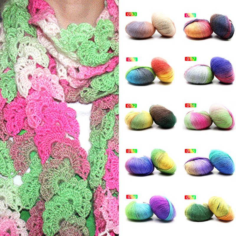 VOOYE Soft Candy Rainbow Style Sock Wool Yarn Hand Knitting Yarn Warm School Yarn For Knitting Crochet