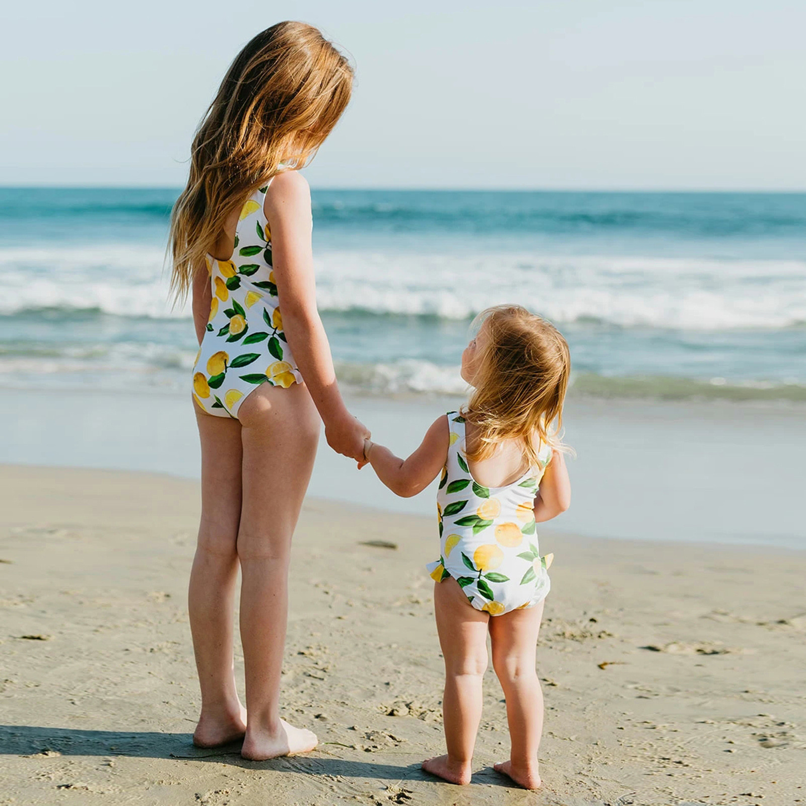 1-5 jahre Baby Mädchen Zitrone Druck Badeanzüge Einem Stück Bademode freundlicher Badeanzüge Bademode freundlicher Mädchen Strand Rüschen badeanzug