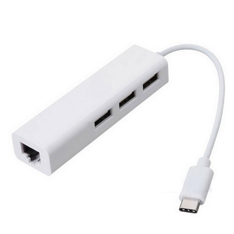 Basix Usb C Hub Usb C Ethernet Adapter Naar Ethernet 1000Mbps RJ45 Lan Adapter USB-C Netwerkkaart Gigabit Internet voor Macbook Pro: white 100M Internet