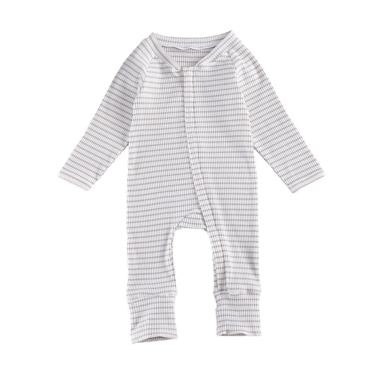 coton automne infantile bébé garçons filles rayé fermeture à glissière barboteuse à manches longues maison vêtements 0-18 mois: B / 18M