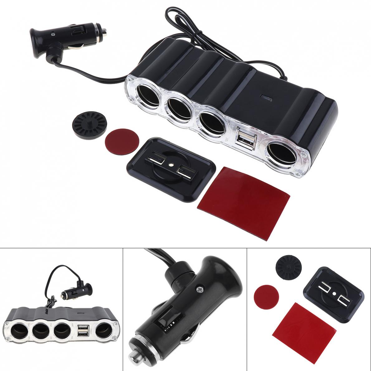12V 4-Way Cigarette Lighter Splitter With 2 USB Ports – Car Charger Adapter