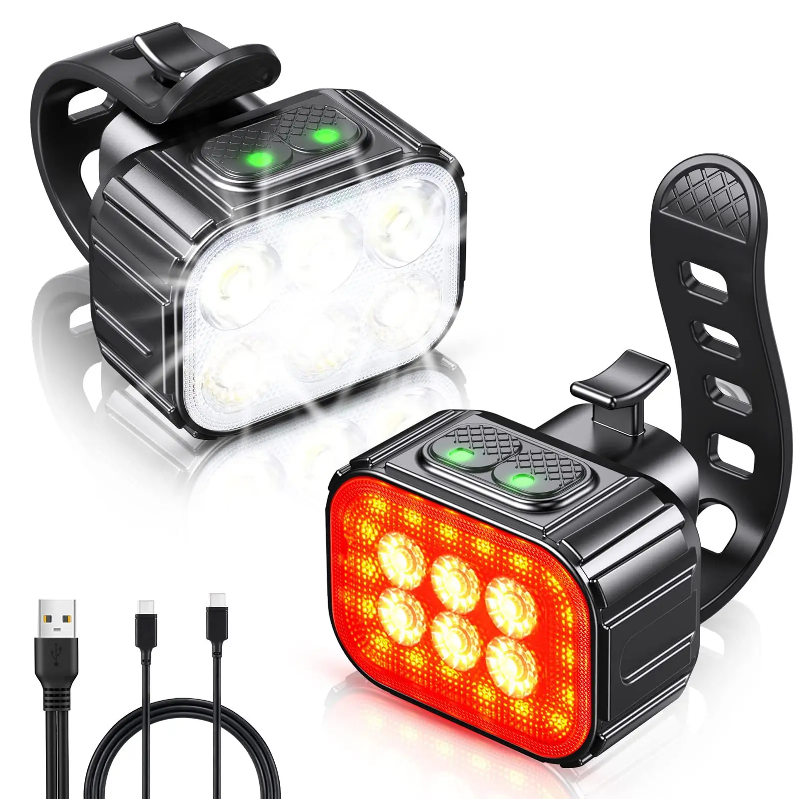 Ciclismo bicicleta frente conjunto de luz traseira carga usb farol luz mtb à prova dwaterproof água lanterna led acessórios da bicicleta