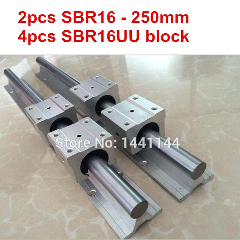 SBR16 linear guide rail: 2pcs SBR16 - 250mm linear guide + 4pcs SBR16UU block for cnc parts