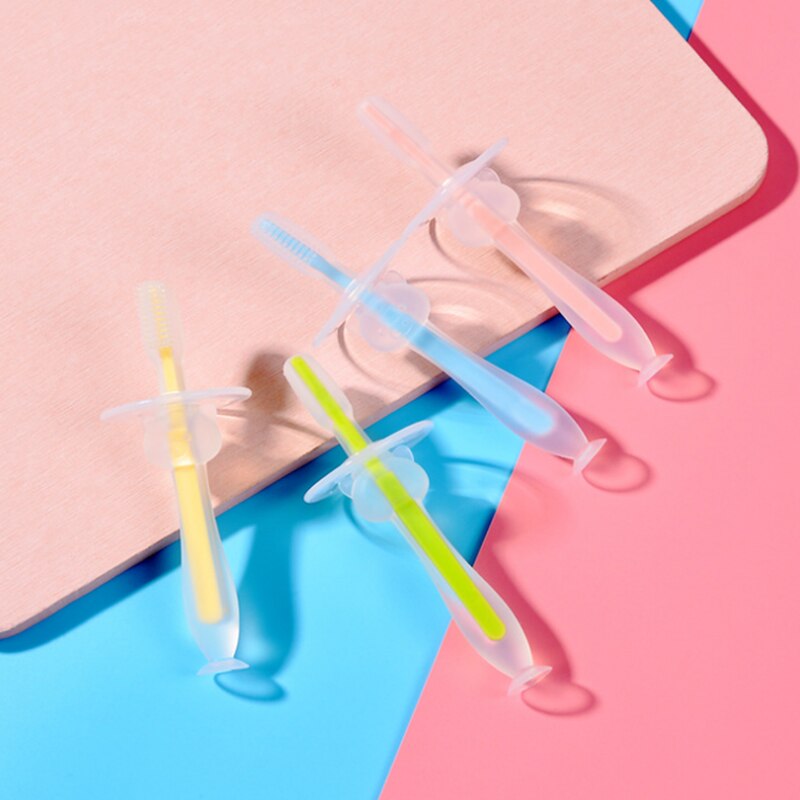 1 pièces bébé formation brosse à dents ventouse Silicone souple debout tasse brosse à dents pour les enfants de moins d'un an brosses à dents brosse de sécurité