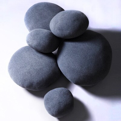 3d simulation sæde stol gulv sten pude småsten dekorative puder boligindretning baby sjove børn plys legetøj: Mørkegrå / 18 x 18 x 15cm
