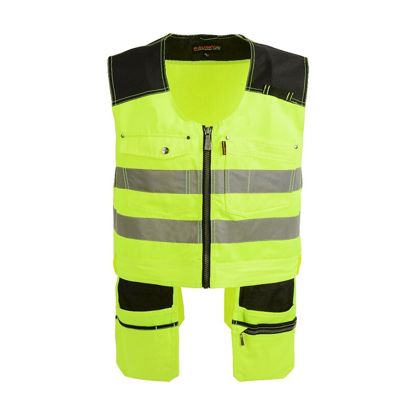 Bauskydd Werkzeug Multi Taschen T/C Köper Multifunktions Getriebe Herren draussen Mechaniker Sicherheit Arbeitskleidung Westen Multi-funktionale weste: Gelb Neu / M-170-92A