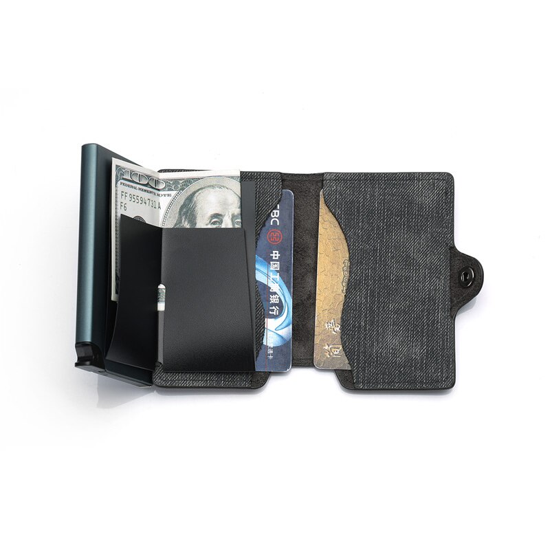 BISI GORO Colorful Credit Card Holder RFID Blocking Slim ID Holders PU Single Aluminum Box Business Hasp Card Wallets