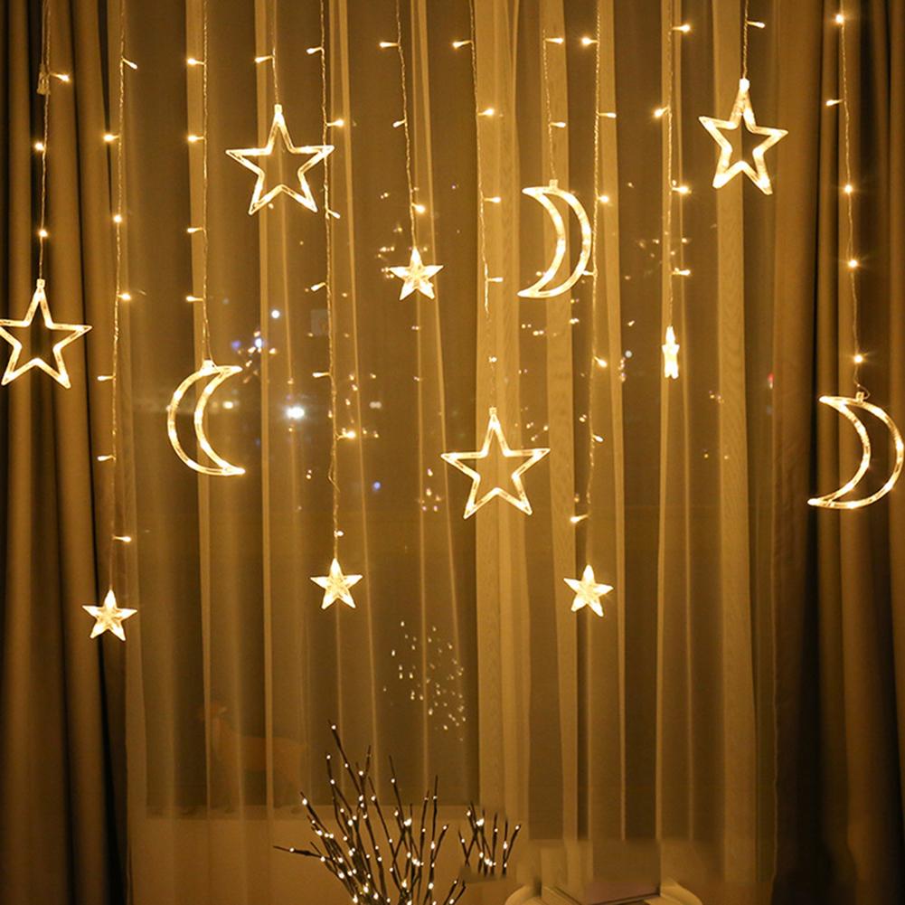 LED Curtain Lamp Fairy String Neon Moon Stars Home Party Xmas Neon Light Night Decor Eight Lighting Modes