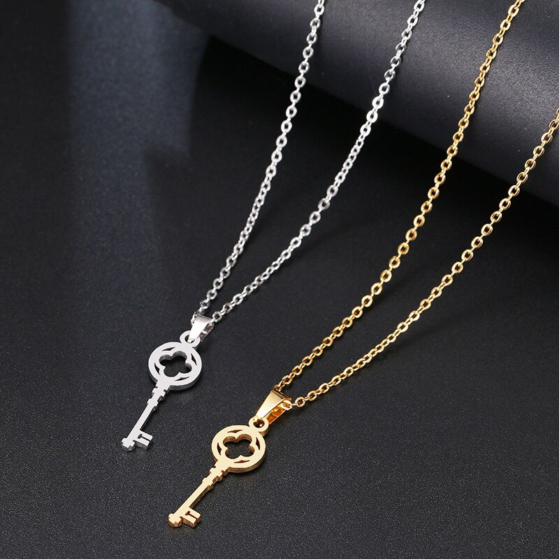 DOTIFI Stainless Steel Necklace For Women Lover's Key Pendant Clavicle Necklaces Valentine's Day Card Jewelry
