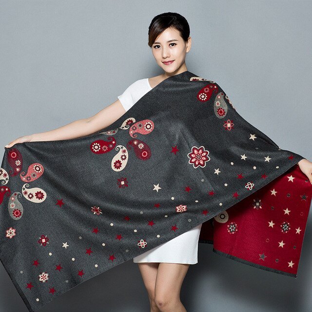 Châle pour femmes, automne hiver, écharpe en cachemire, Pashmina chaude, grande taille, douce, couverture multi-usage: D2