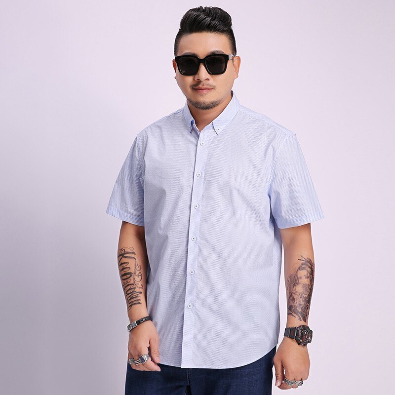 Camisa a la para hombre de talla grande 8xl 7XL 6XL 5XL camisa de manga corta, camisas de algodón para hombre Social Polka Dot Casual de talla grande