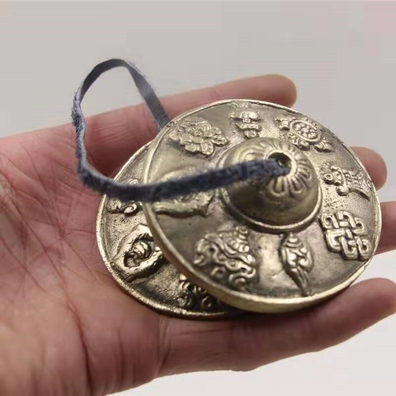 6.5cm Tibetan Bell Meditation Handcrafted Cymbal Bell Copper Crisp Sound Lucky Symbols Buddhist Temple: style2