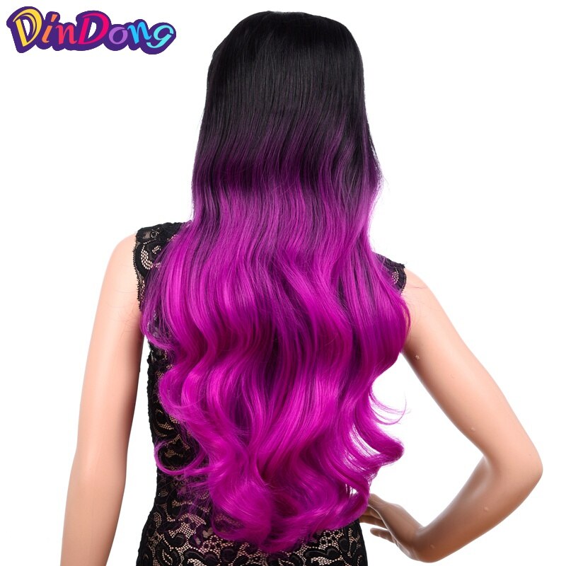 DinDong 26 "Clip in Hair Extensions 220g U-Deel Synthetisch Haar Extensions Fals Haar Haarstukken Voor Vrouwen hittebestendige: Roze